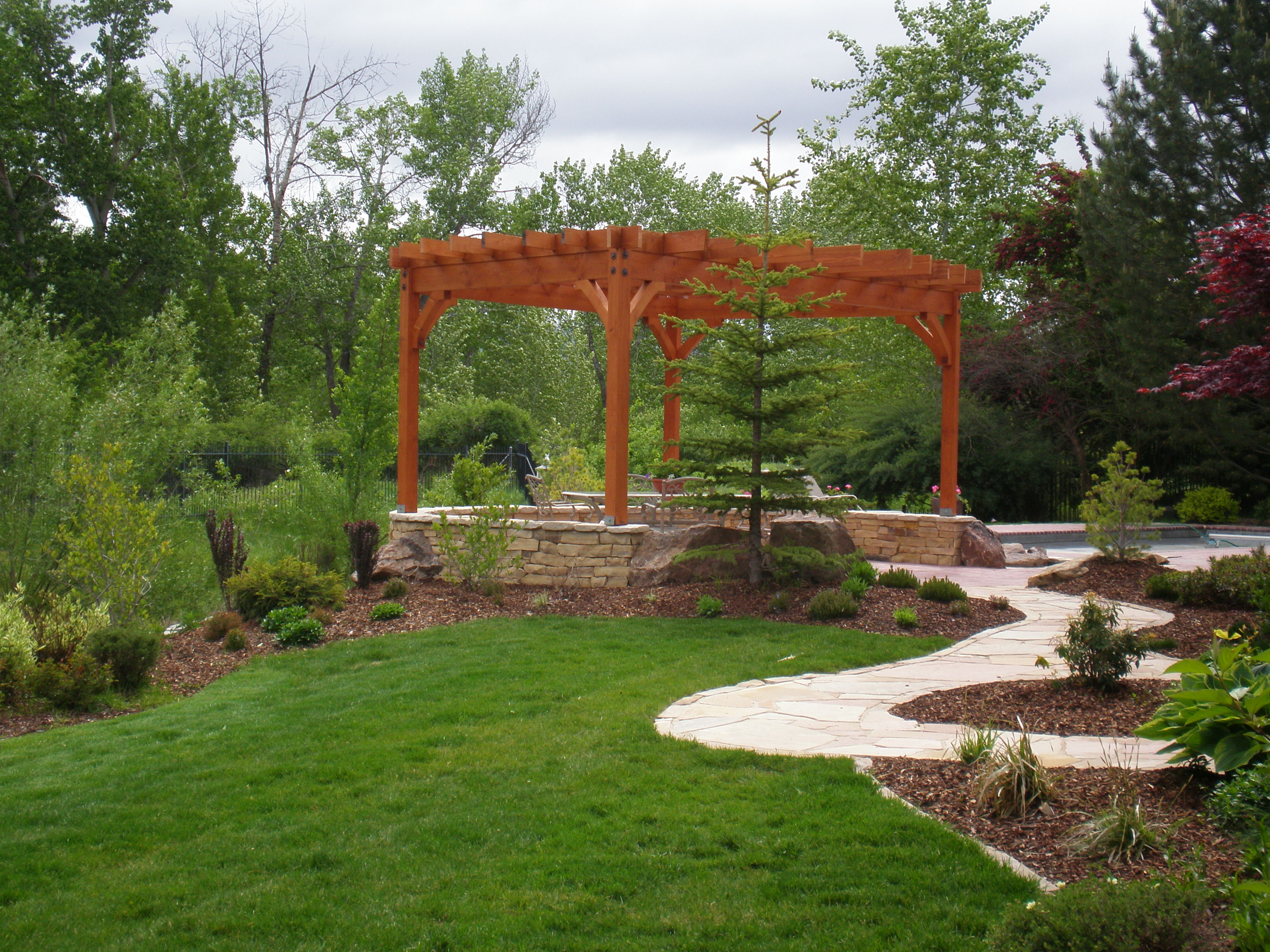 Custom Landscape with Pergola | The Garden Artist Boise, ID