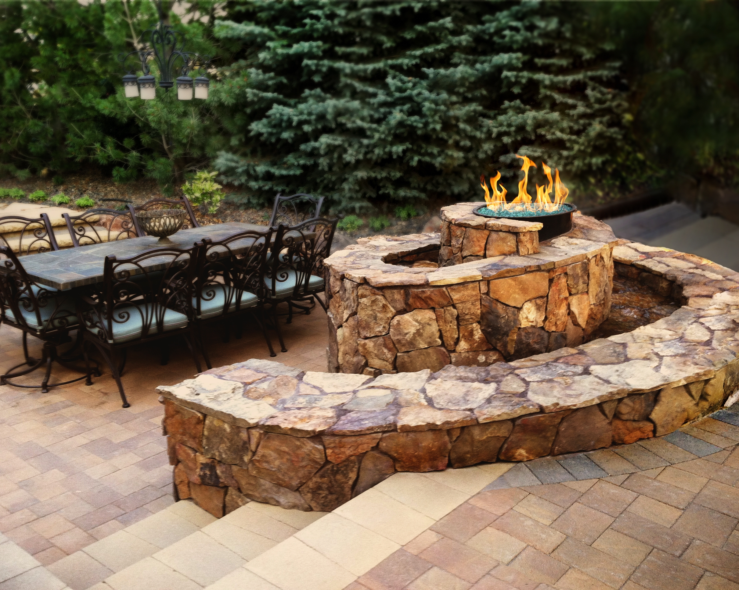 Custom Spiral Fire/Water Feature - 4 | The Garden Artist Boise, ID