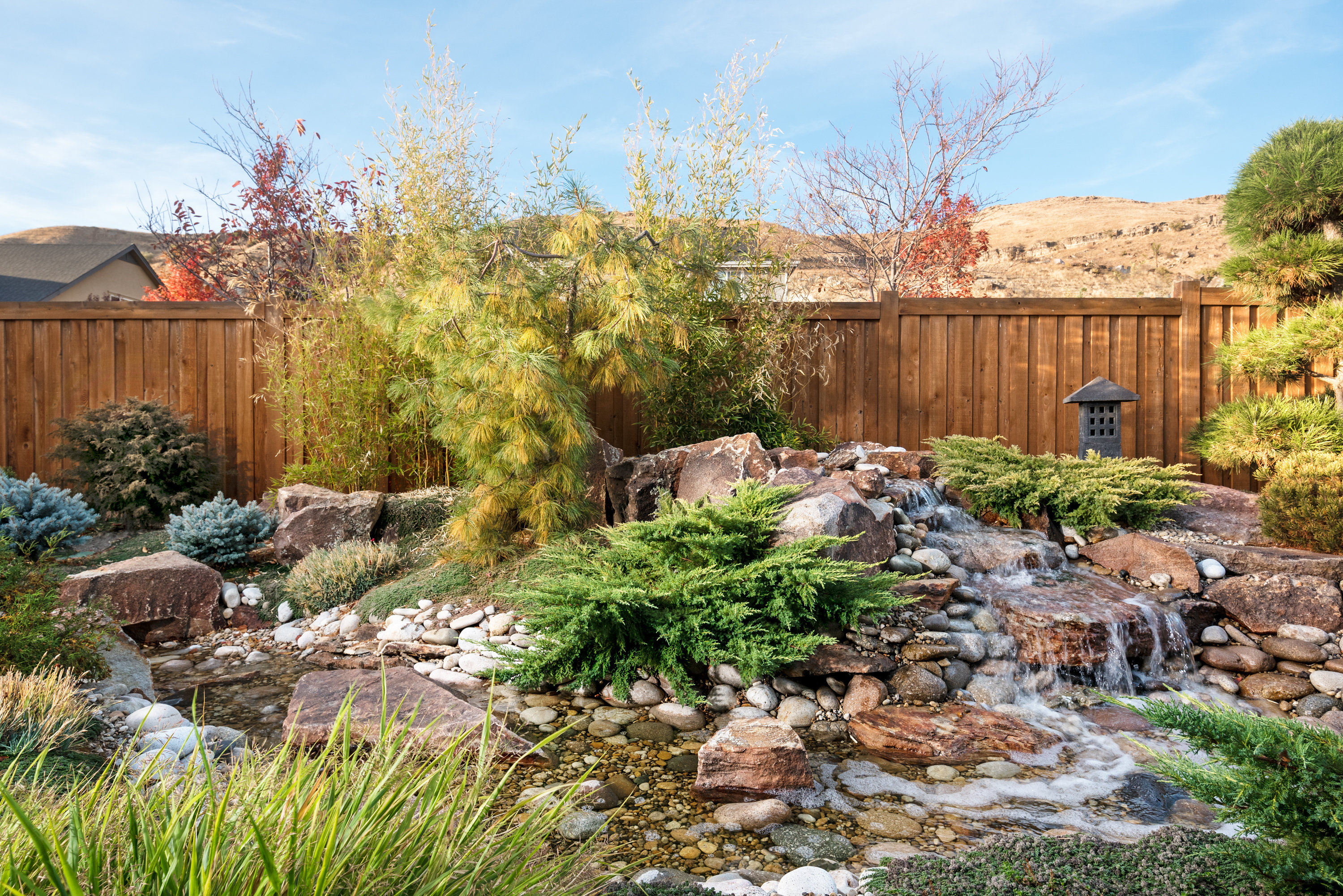Natural Waterfall Water Feature | The Garden Artist Boise, ID