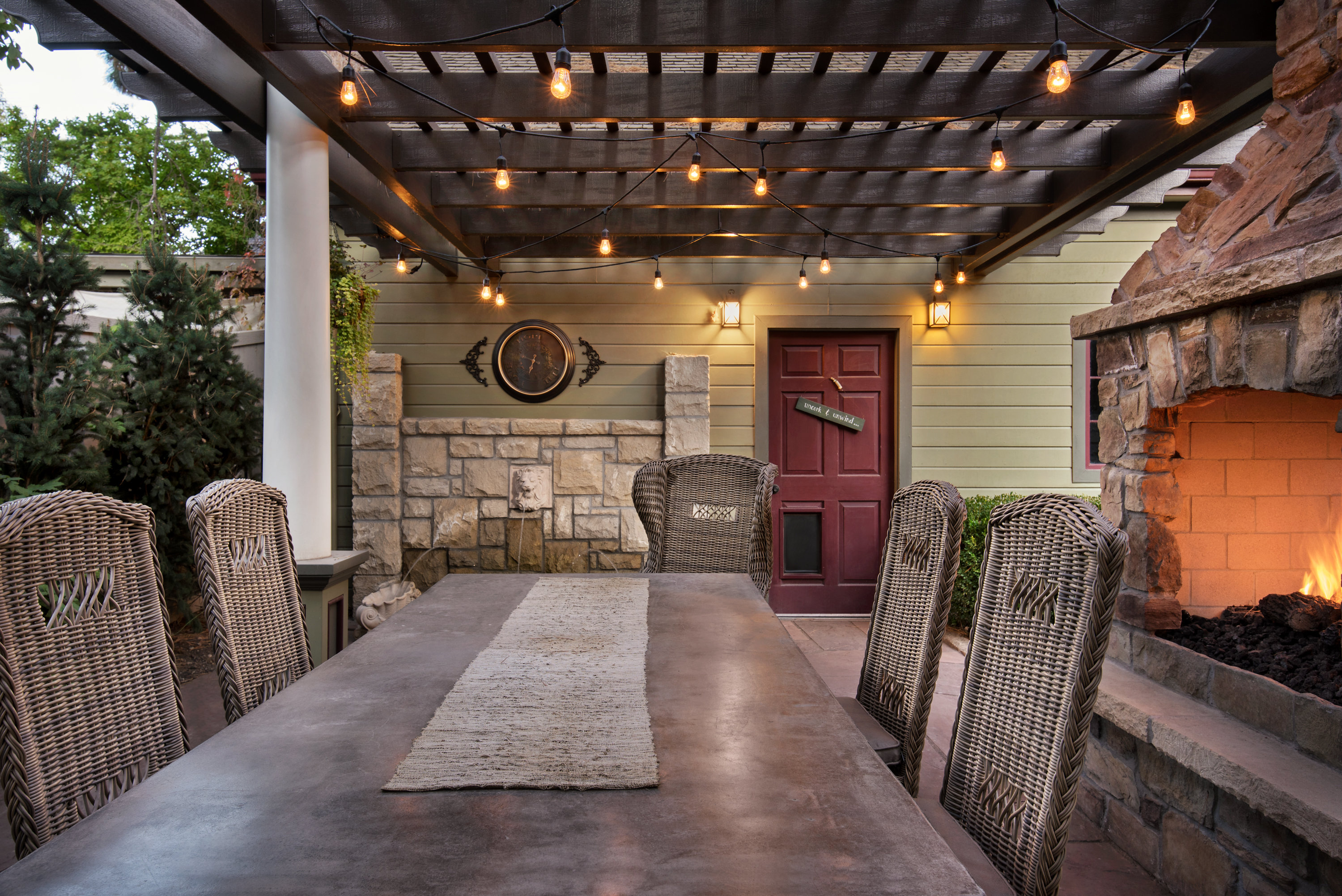 Outdoor Dining Under Pergola | The Garden Artist Boise, ID