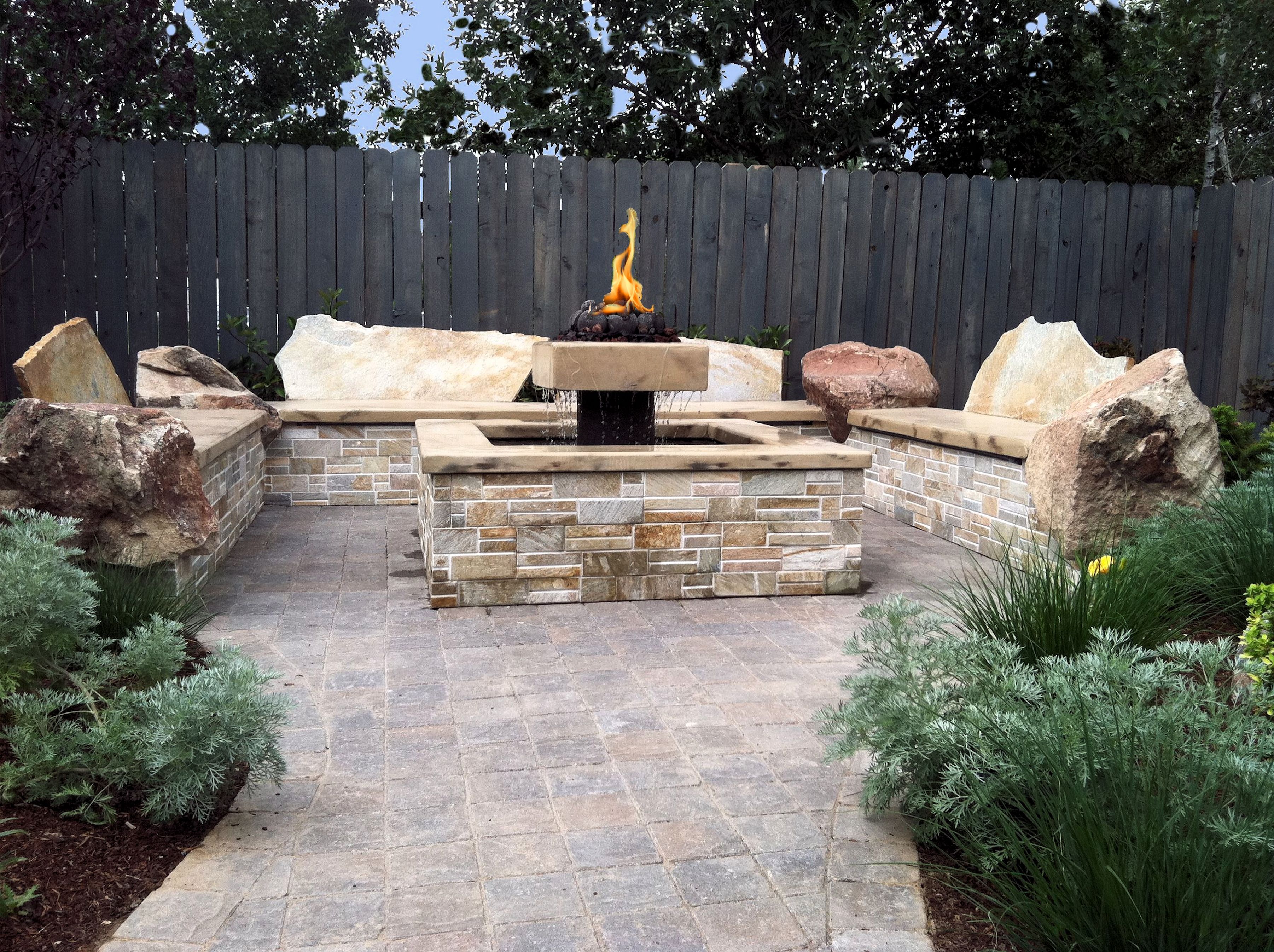 Sitting Area with Fire Feature | The Garden Artist Boise, ID
