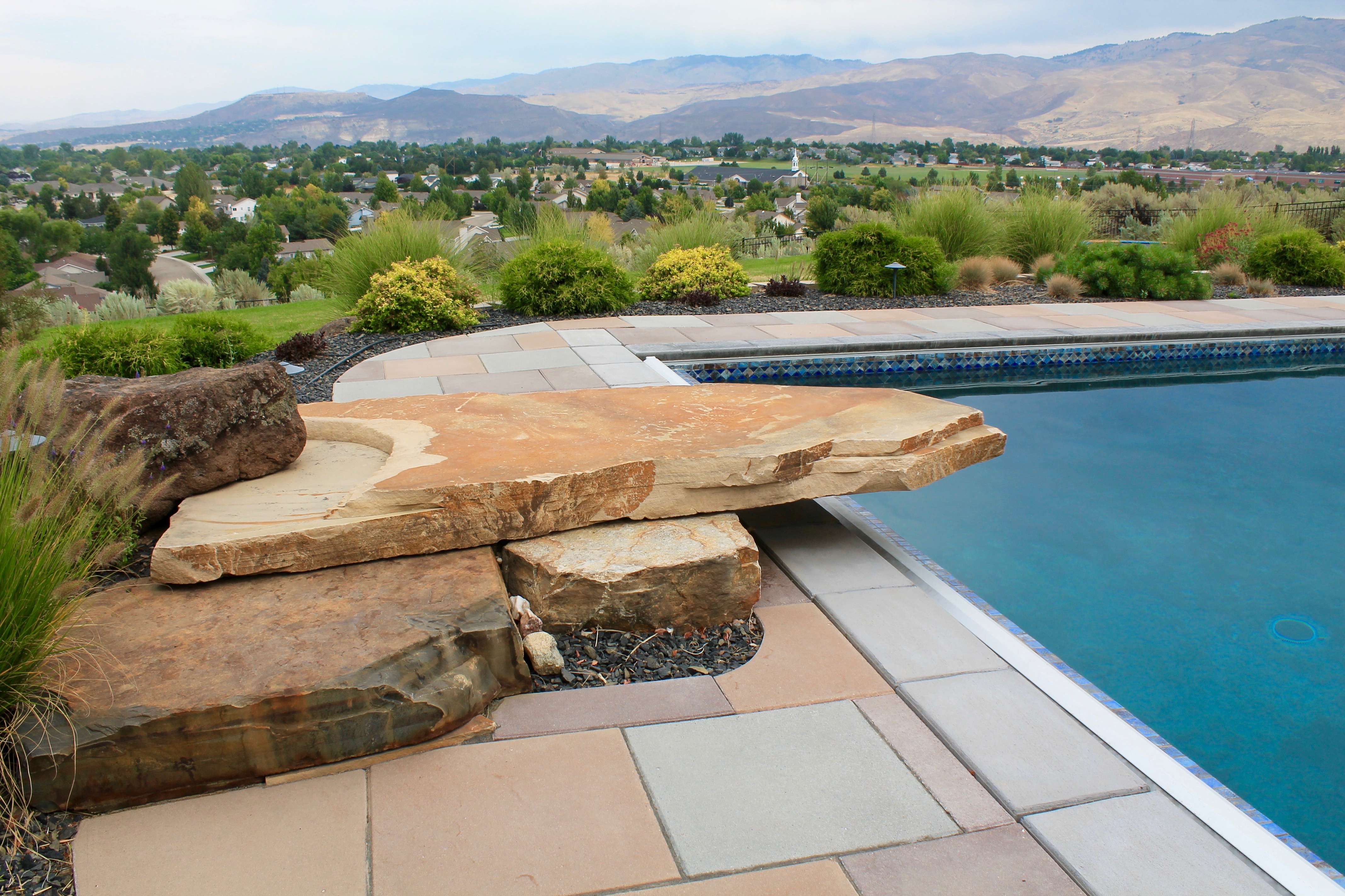 Pool with Natural Diving Rock - 1 | The Garden Artist Boise, ID