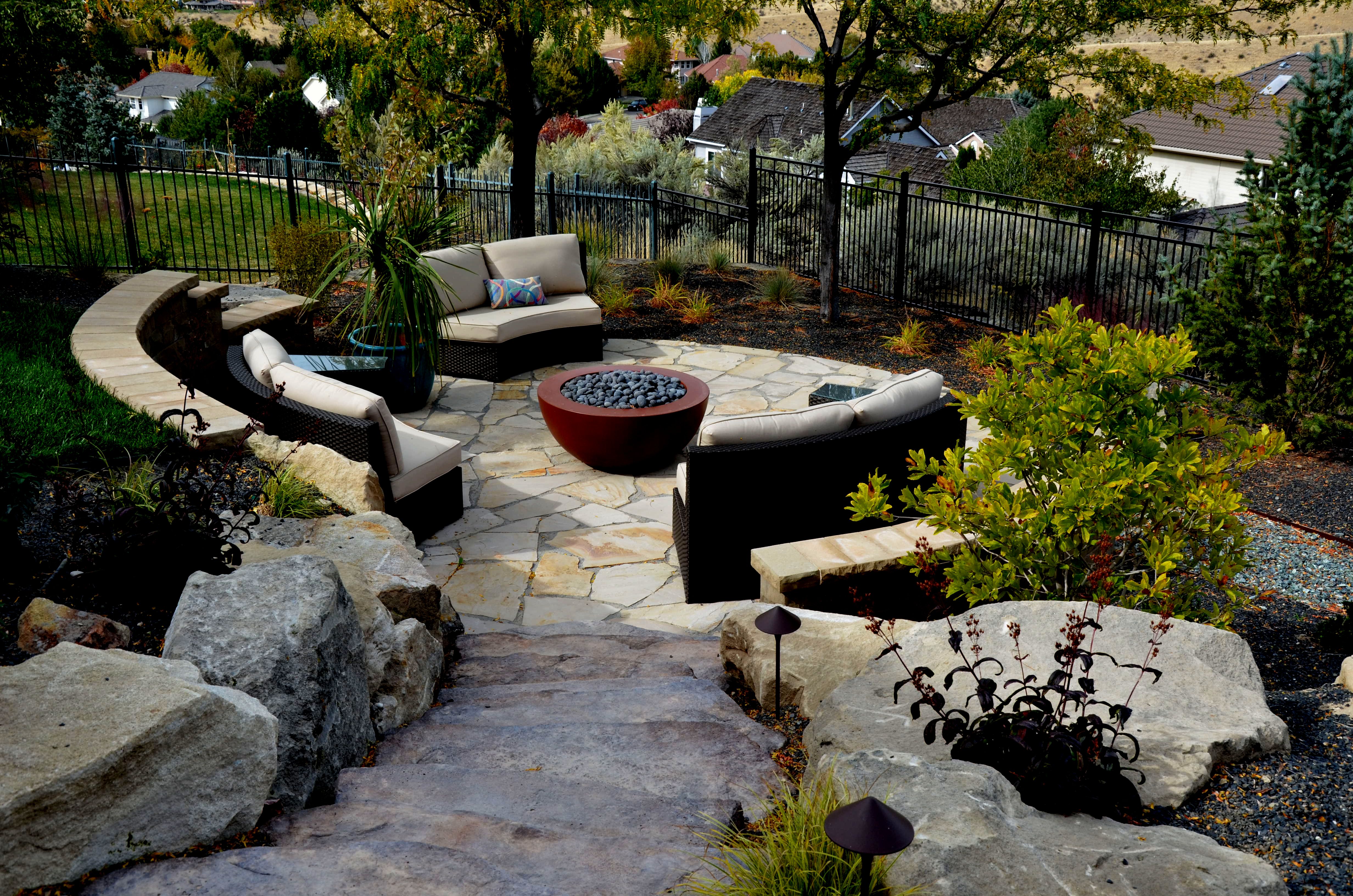 Stone Retaining Wall/Seating Area  | The Garden Artist Boise, ID