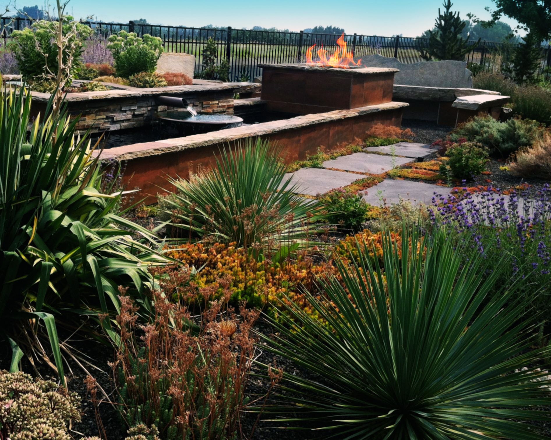 Xeric Garden with Fire/Water Feature - 1 | The Garden Artist Boise, ID